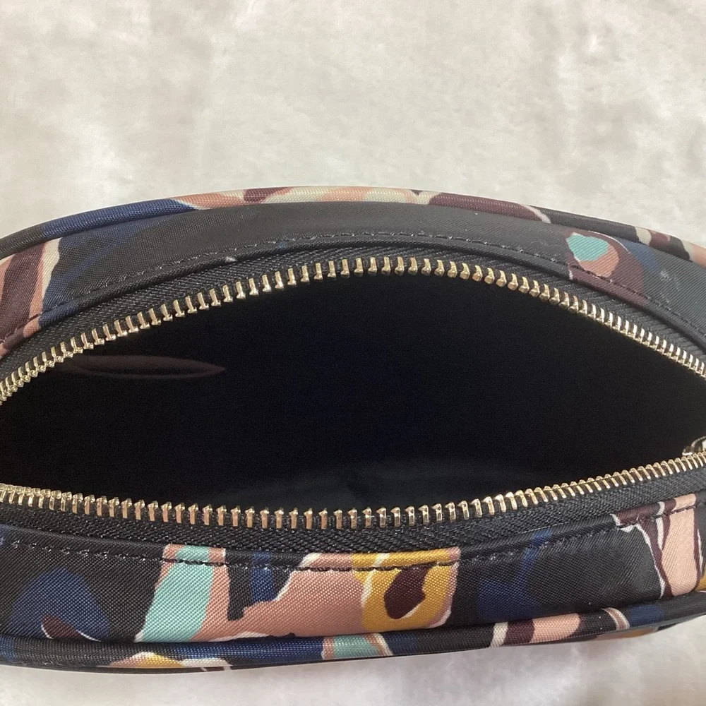 Kate Spade Floral Cosmetic Bag Black Pink Zip Top
